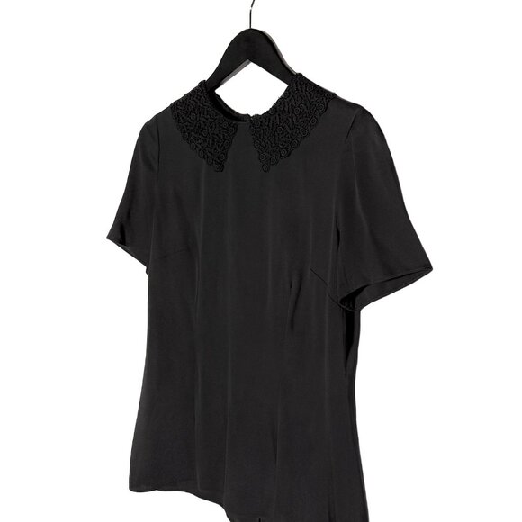 Dolce & Gabbana Black Lace Collar Accent Blouse - Picture 2 of 6